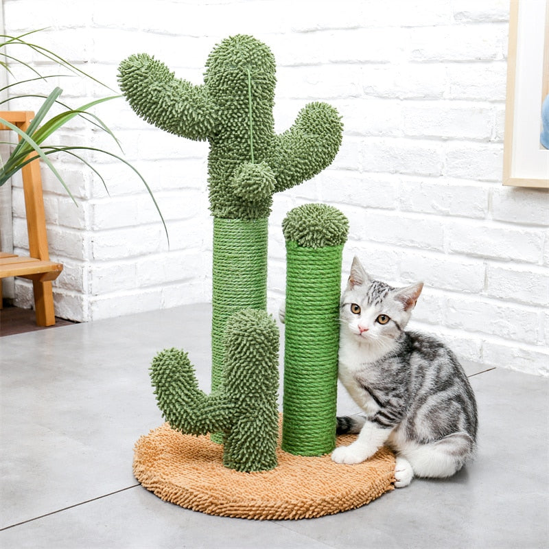 Cute Cactus Pet Cat Tree Toy with Ball and Scratching Post