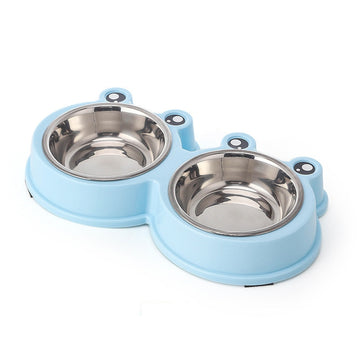 Double Dog Cat Bowls Stainless Steel Pet Feeder Water Bowls Non-slip